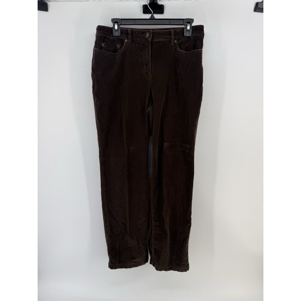 Croft & Barrow Straight Leg Mid Rise Fine Corduroy Pants Chocolate Brown 10 Reg